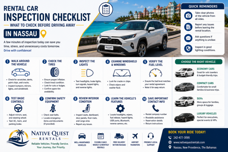 Read more about the article Rental Car Inspection Checklist: What to Check Before Driving Away in Nassau