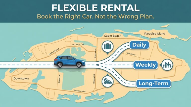 Read more about the article Flexible Car Rental in Nassau: How to Book Without Locking Yourself Into a Plan That Doesn’t Fit